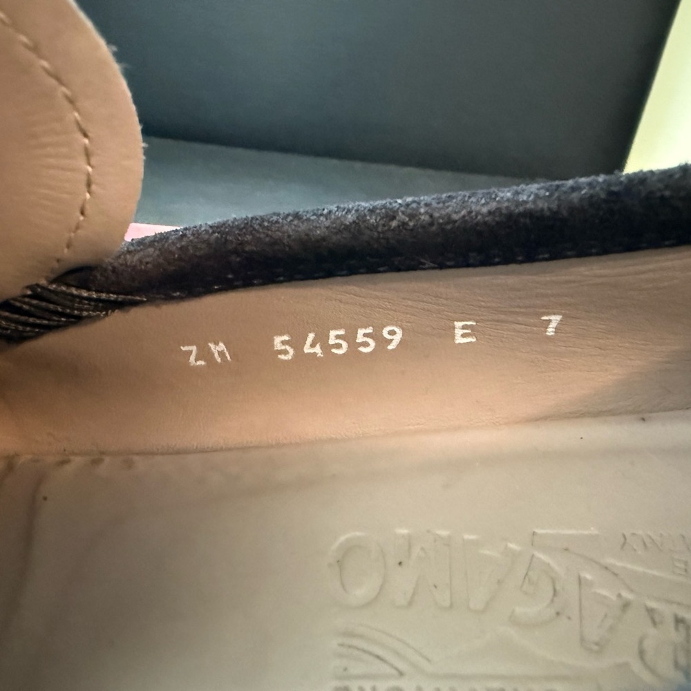 Salvatore Ferragamo Dark Suede Slip-Ons - Picture 6 of 9
